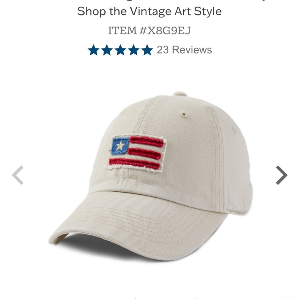 Life is Good - Vintage Art Style Cream Cap with Flag Patch
